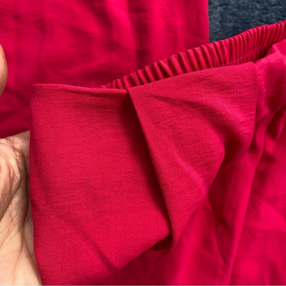 πΊ ZARA BOHO RASPBERRY RED HIGH WAIST WIDE LEG CROPPED PANTS! - Picture 7 of 14